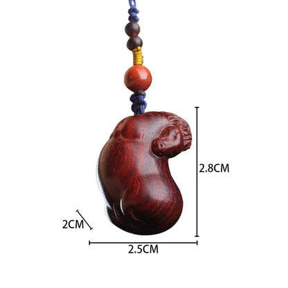 Lobular Rosewood Wood Sculpture Real Wood Chinese Zodiac Animal Sculpture  Animal Sculpture Traditional Chinese Car Hanging