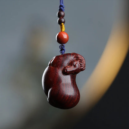 Lobular Rosewood Wood Sculpture Real Wood Chinese Zodiac Animal Sculpture  Animal Sculpture Traditional Chinese Car Hanging