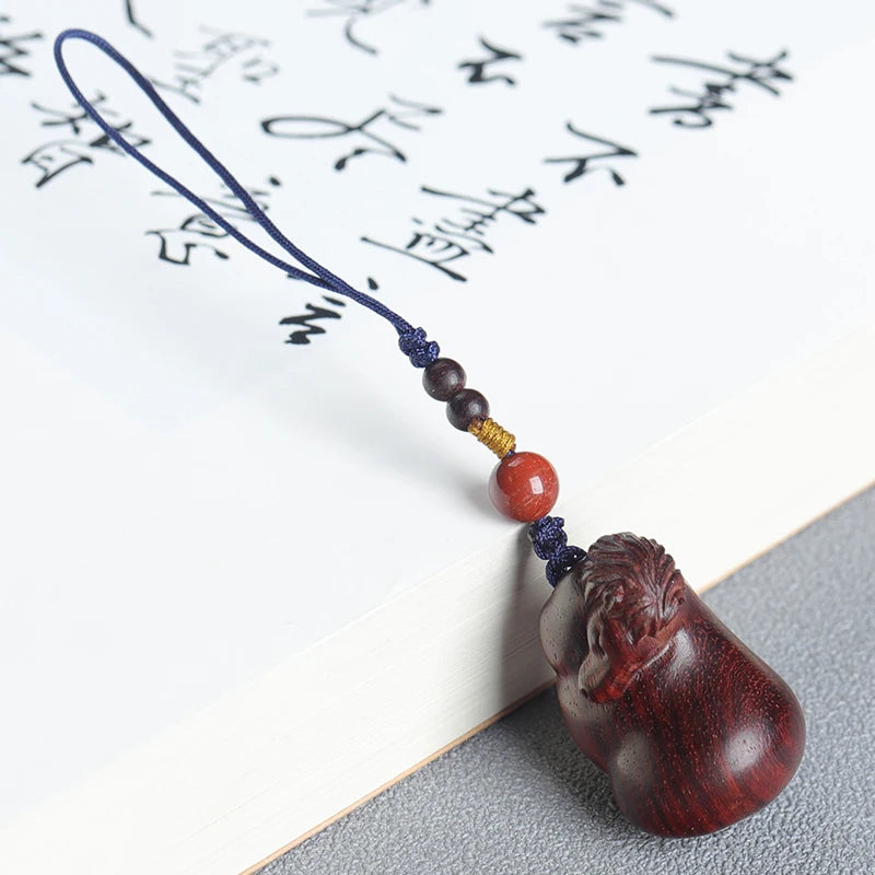 Lobular Rosewood Wood Sculpture Real Wood Chinese Zodiac Animal Sculpture  Animal Sculpture Traditional Chinese Car Hanging