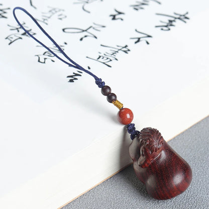 Lobular Rosewood Wood Sculpture Real Wood Chinese Zodiac Animal Sculpture  Animal Sculpture Traditional Chinese Car Hanging