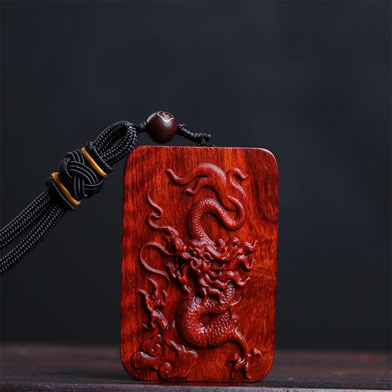 Lobular Rosewood Wood Sculpture Real Wood Traditional Chinese Animal Sculpture Chinese Zodiac Wood Statue Car Hanging Pendant
