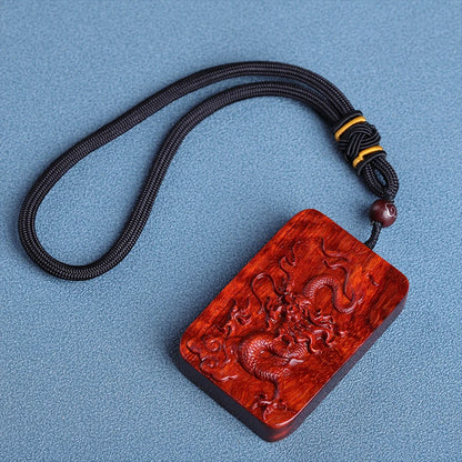 Lobular Rosewood Wood Sculpture Real Wood Traditional Chinese Animal Sculpture Chinese Zodiac Wood Statue Car Hanging Pendant
