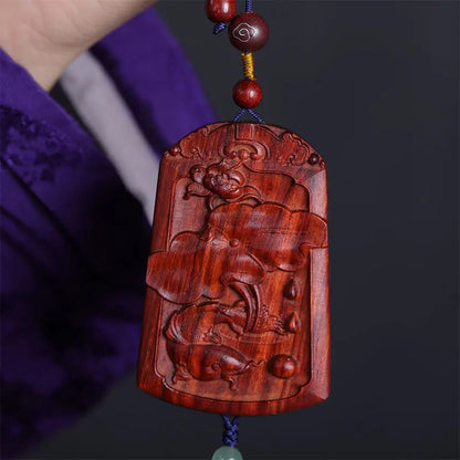 Lobular Rosewood Wood Sculpture Real Wood Traditional Chinese Car Hanging Mascot Lucky deduction Animal Sculpture Wooden sign