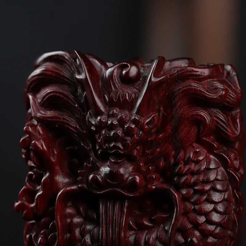 Lobular Rosewood Wood Sculpture Real Wood Wooden sign Traditional Chinese dragon Animal Sculpture Collection Car Hanging