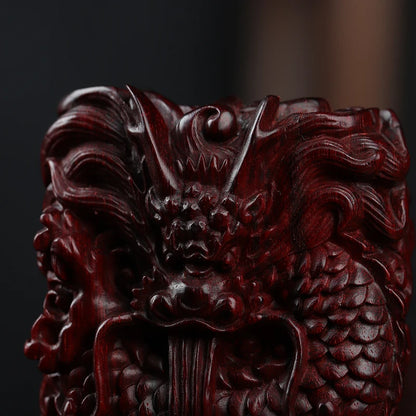 Lobular Rosewood Wood Sculpture Real Wood Wooden sign Traditional Chinese dragon Animal Sculpture Collection Car Hanging