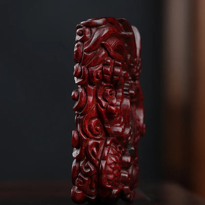 Lobular Rosewood Wood Sculpture Real Wood Wooden sign Traditional Chinese dragon Animal Sculpture Collection Car Hanging