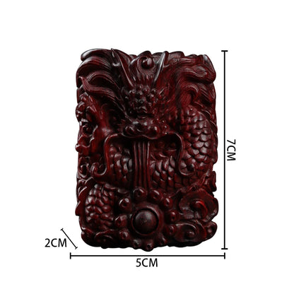 Lobular Rosewood Wood Sculpture Real Wood Wooden sign Traditional Chinese dragon Animal Sculpture Collection Car Hanging