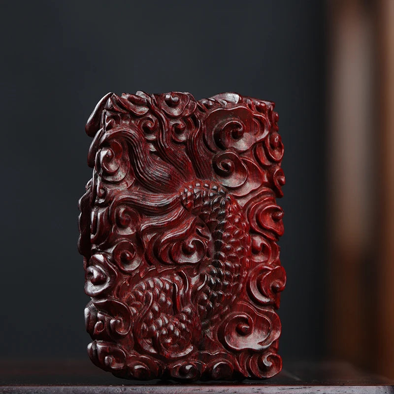 Lobular Rosewood Wood Sculpture Real Wood Wooden sign Traditional Chinese dragon Animal Sculpture Collection Car Hanging