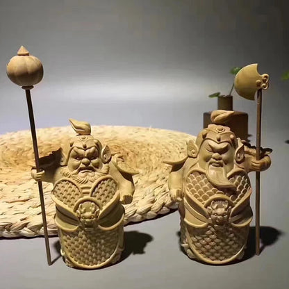 Lobular boxwood hem ha two will cartoon Q version of characters carved solid wood car ornaments fairy handliving room decoration