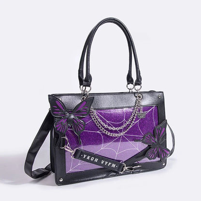 Lolita Girls Gothic Itabags Shoulder Bags Briefcases Demon Labyrinth Butterfly Chains Transparent Layer Party Vintage HandBags