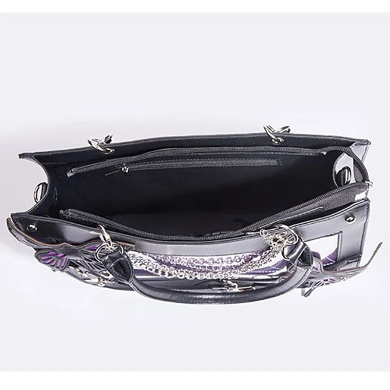 Lolita Girls Gothic Itabags Shoulder Bags Briefcases Demon Labyrinth Butterfly Chains Transparent Layer Party Vintage HandBags