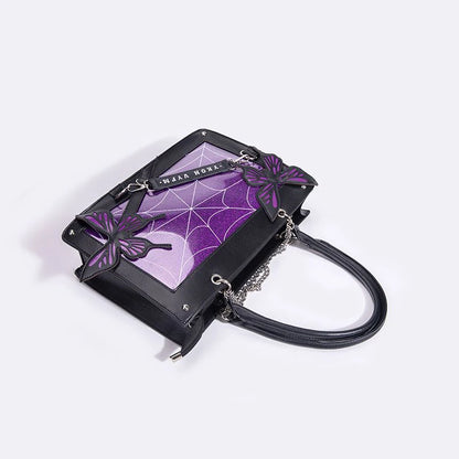 Lolita Girls Gothic Itabags Shoulder Bags Briefcases Demon Labyrinth Butterfly Chains Transparent Layer Party Vintage HandBags