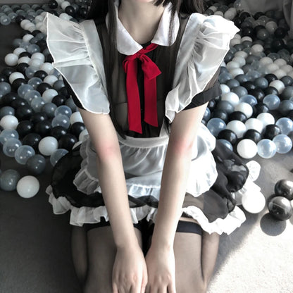 Lolita Maid Dresses Uniform Girl Transparent Erotic Role Play Cute Sexy Women Lingerie Costumes Servant