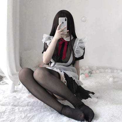 Lolita Maid Dresses Uniform Girl Transparent Erotic Role Play Cute Sexy Women Lingerie Costumes Servant
