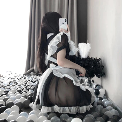 Lolita Maid Dresses Uniform Girl Transparent Erotic Role Play Cute Sexy Women Lingerie Costumes Servant