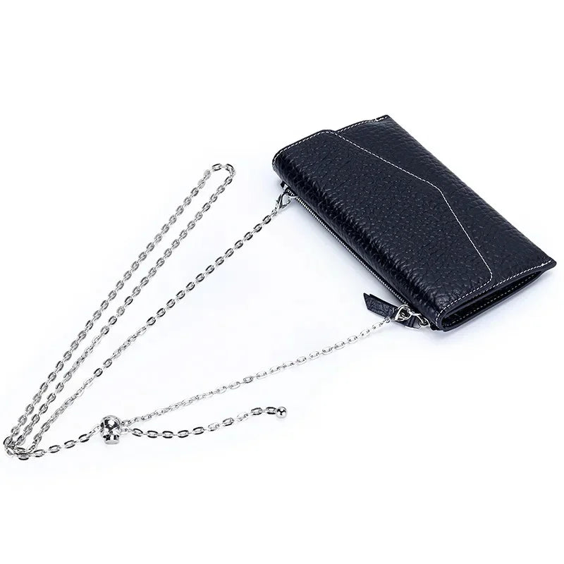 Long Leather Purse Women 2024 New Advanced First Layer Cowhide Hand Holding Fashion Small Crossbody Bag Gift Set Nice-lookin