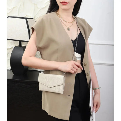 Long Leather Purse Women 2024 New Advanced First Layer Cowhide Hand Holding Fashion Small Crossbody Bag Gift Set Nice-lookin