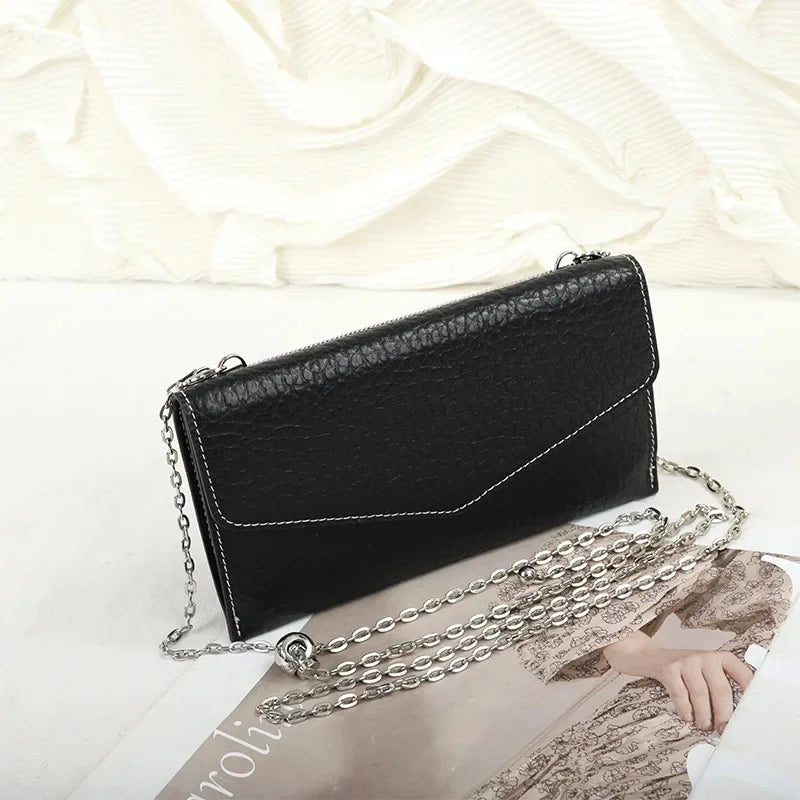 Long Leather Purse Women 2024 New Advanced First Layer Cowhide Hand Holding Fashion Small Crossbody Bag Gift Set Nice-lookin