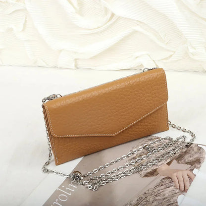 Long Leather Purse Women 2024 New Advanced First Layer Cowhide Hand Holding Fashion Small Crossbody Bag Gift Set Nice-lookin