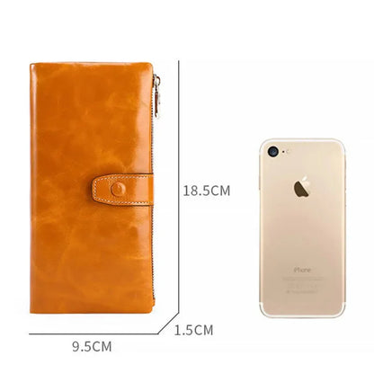 Long The First Layer of Cowhide Business Retro Waxed Leather Women's Wallets