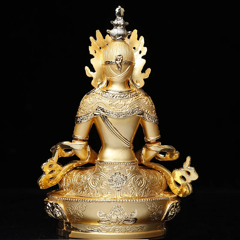 Longevity/Amitayus 5inch Efficacious Tranic Gold Buddha Alloy Metal Buddhist Suppliers Home/ Office Decorate Statue Craft