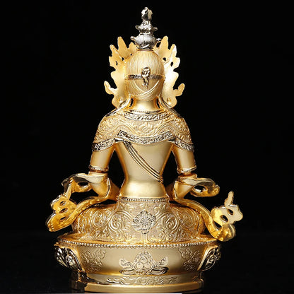 Longevity/Amitayus 5inch Efficacious Tranic Gold Buddha Alloy Metal Buddhist Suppliers Home/ Office Decorate Statue Craft