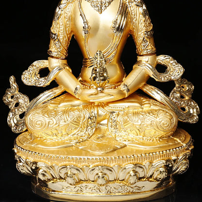 Longevity/Amitayus 5inch Efficacious Tranic Gold Buddha Alloy Metal Buddhist Suppliers Home/ Office Decorate Statue Craft