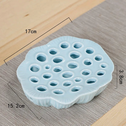Lotus Ceramic Retro Pot Tray Bamboo Tea Tray Base Small Water Storage Tea Table Teapot Holder Tea Pot Base Water Drop Container