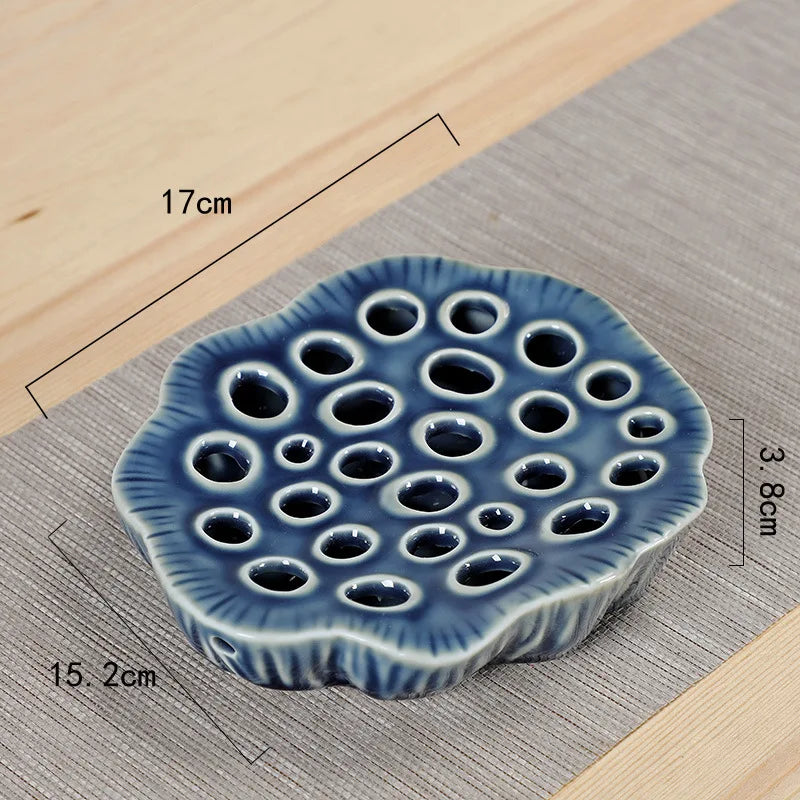 Lotus Ceramic Retro Pot Tray Bamboo Tea Tray Base Small Water Storage Tea Table Teapot Holder Tea Pot Base Water Drop Container