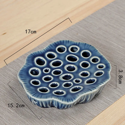 Lotus Ceramic Retro Pot Tray Bamboo Tea Tray Base Small Water Storage Tea Table Teapot Holder Tea Pot Base Water Drop Container