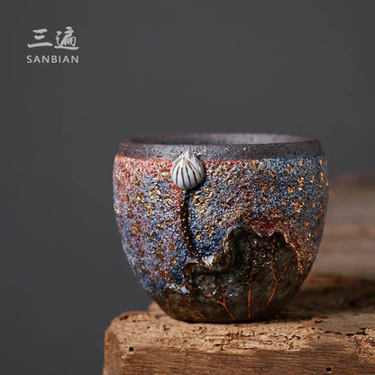 Lotus Firewood Tea Cup Rock Master Cup Porcelain Kung Fu Tea Set Tea Savoring Single Cup Supportable