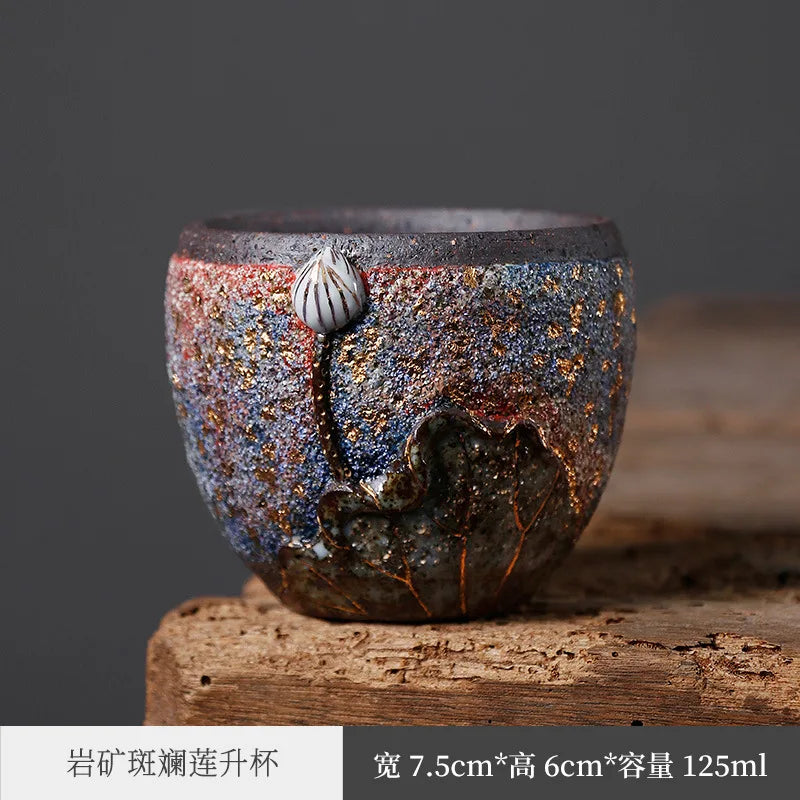 Lotus Firewood Tea Cup Rock Master Cup Porcelain Kung Fu Tea Set Tea Savoring Single Cup Supportable