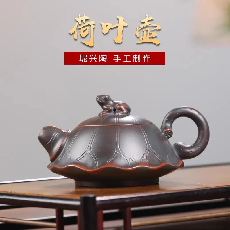 Lotus Leaves Frog Nixing Kettle(not Yixing) nixing Tao Pure Handmade Teapot for Dalongpao Gift Box Package Kung Fu Tea