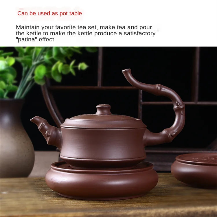 Lotus Pot Cushion with Purple Sand, Teapot Tray, Tea Ceremony Accessories, Ceramic Base, 10cm Diameter