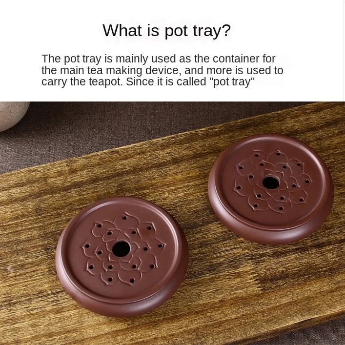Lotus Pot Cushion with Purple Sand, Teapot Tray, Tea Ceremony Accessories, Ceramic Base, 10cm Diameter