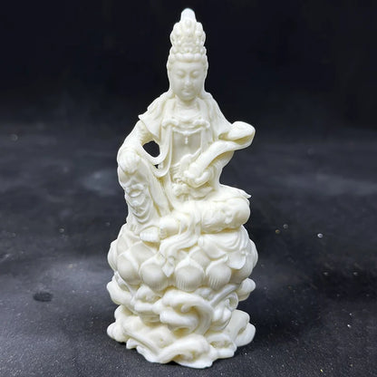 Lotus Ruyi Guanyin Buddha Figure Small Statue Resin sculpture Home Living Room Office Feng Shui Statue Free delivery