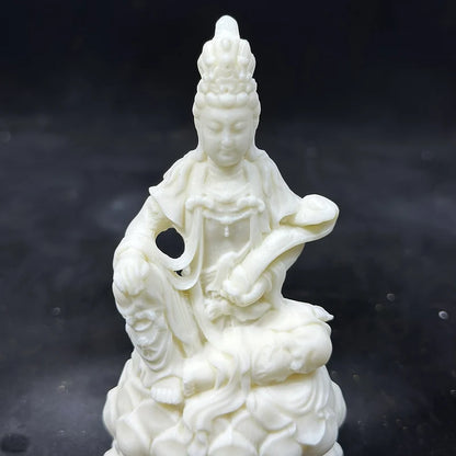 Lotus Ruyi Guanyin Buddha Figure Small Statue Resin sculpture Home Living Room Office Feng Shui Statue Free delivery