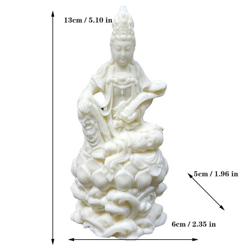 Lotus Ruyi Guanyin Buddha Figure Small Statue Resin sculpture Home Living Room Office Feng Shui Statue Free delivery