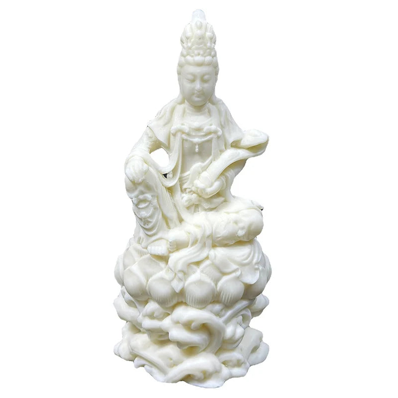 Lotus Ruyi Guanyin Buddha Figure Small Statue Resin sculpture Home Living Room Office Feng Shui Statue Free delivery