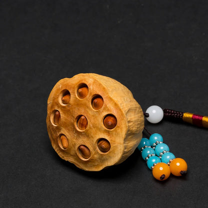 Lotus Seed Boxwood Pendant Solid Wood Car Lucky Hanging Lian Peng Mascot Carved Craft Statue Feng Shui Room Decor