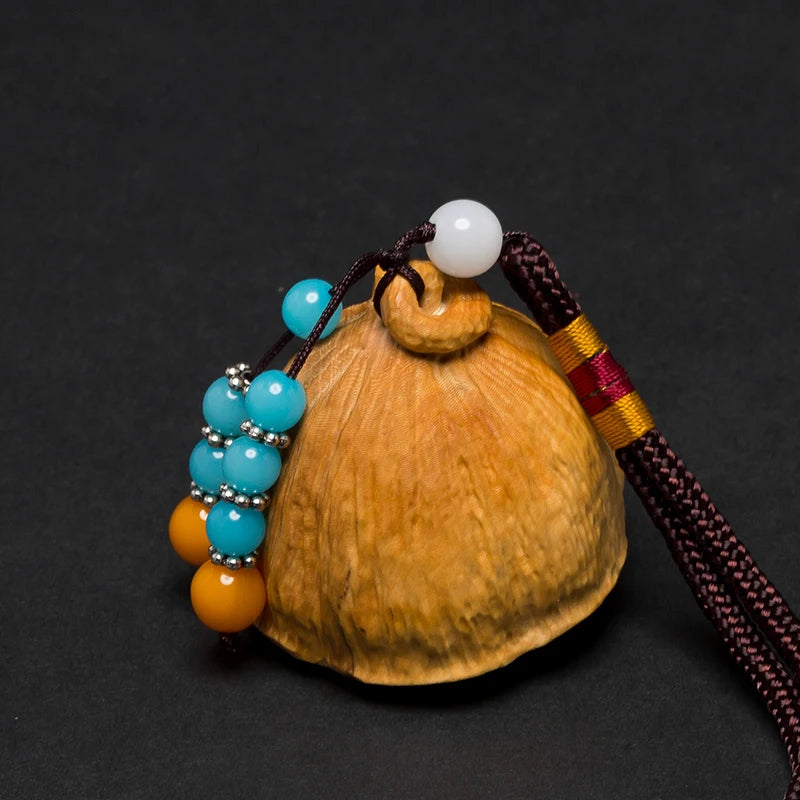 Lotus Seed Boxwood Pendant Solid Wood Car Lucky Hanging Lian Peng Mascot Carved Craft Statue Feng Shui Room Decor