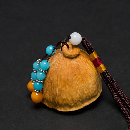 Lotus Seed Boxwood Pendant Solid Wood Car Lucky Hanging Lian Peng Mascot Carved Craft Statue Feng Shui Room Decor