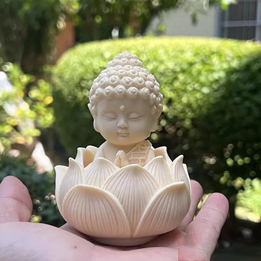 Lotus Tathagata Buddha Carved Buddha Statue Cute Character Model Home Desktop Decoration Accessories Gift Statue