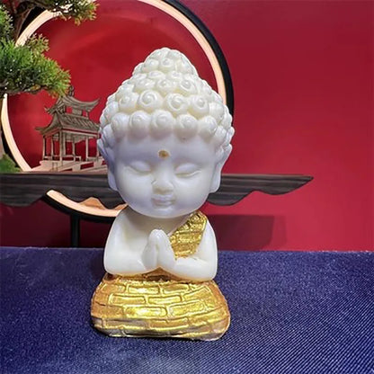 Lotus Tathagata Buddha Carved Buddha Statue Cute Character Model Home Desktop Decoration Accessories Gift Statue
