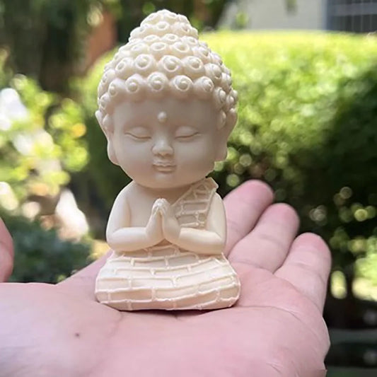 Lotus Tathagata Buddha Carved Buddha Statue Cute Character Model Home Desktop Decoration Accessories Gift Statue