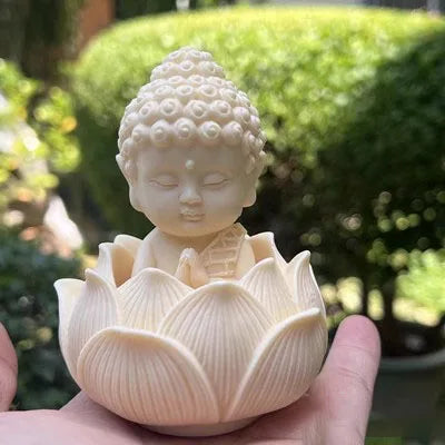 Lotus Tathagata Buddha Carved Buddha Statue Cute Character Model Home Desktop Decoration Accessories Gift Statue