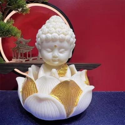 Lotus Tathagata Buddha Carved Buddha Statue Cute Character Model Home Desktop Decoration Accessories Gift Statue