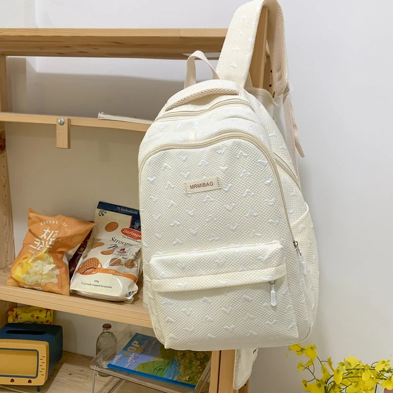 Love Design Casual Backpack Women Solid Waterproof Student School Bags For Teenage Girls Cute Ladies College Backpack Rucksack