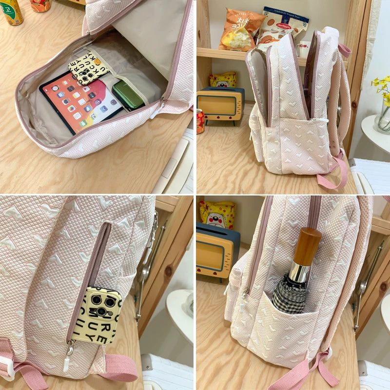 Love Design Casual Backpack Women Solid Waterproof Student School Bags For Teenage Girls Cute Ladies College Backpack Rucksack