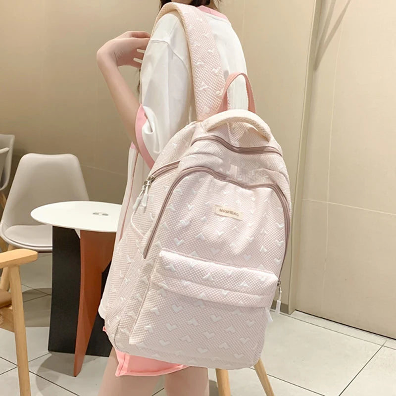 Love Design Casual Backpack Women Solid Waterproof Student School Bags For Teenage Girls Cute Ladies College Backpack Rucksack